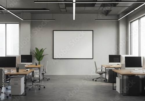 Bureau moderne espace travail clair minimaliste. AI Generated