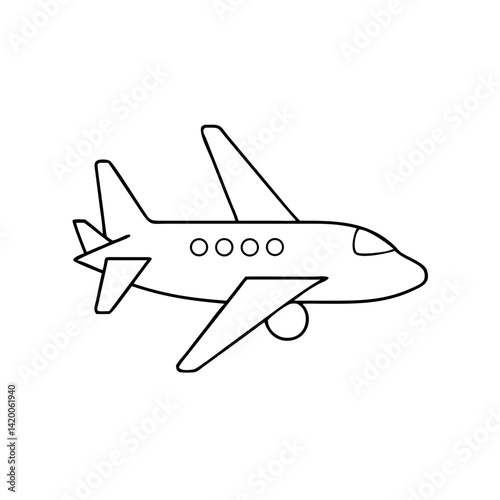 Airplane outline illustration in black and white  