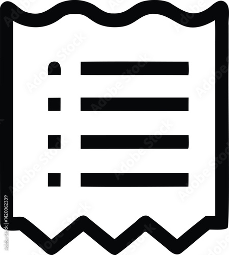 Black and white vector illustration of a torn-edge checklist with checkmarks, symbolizing task management