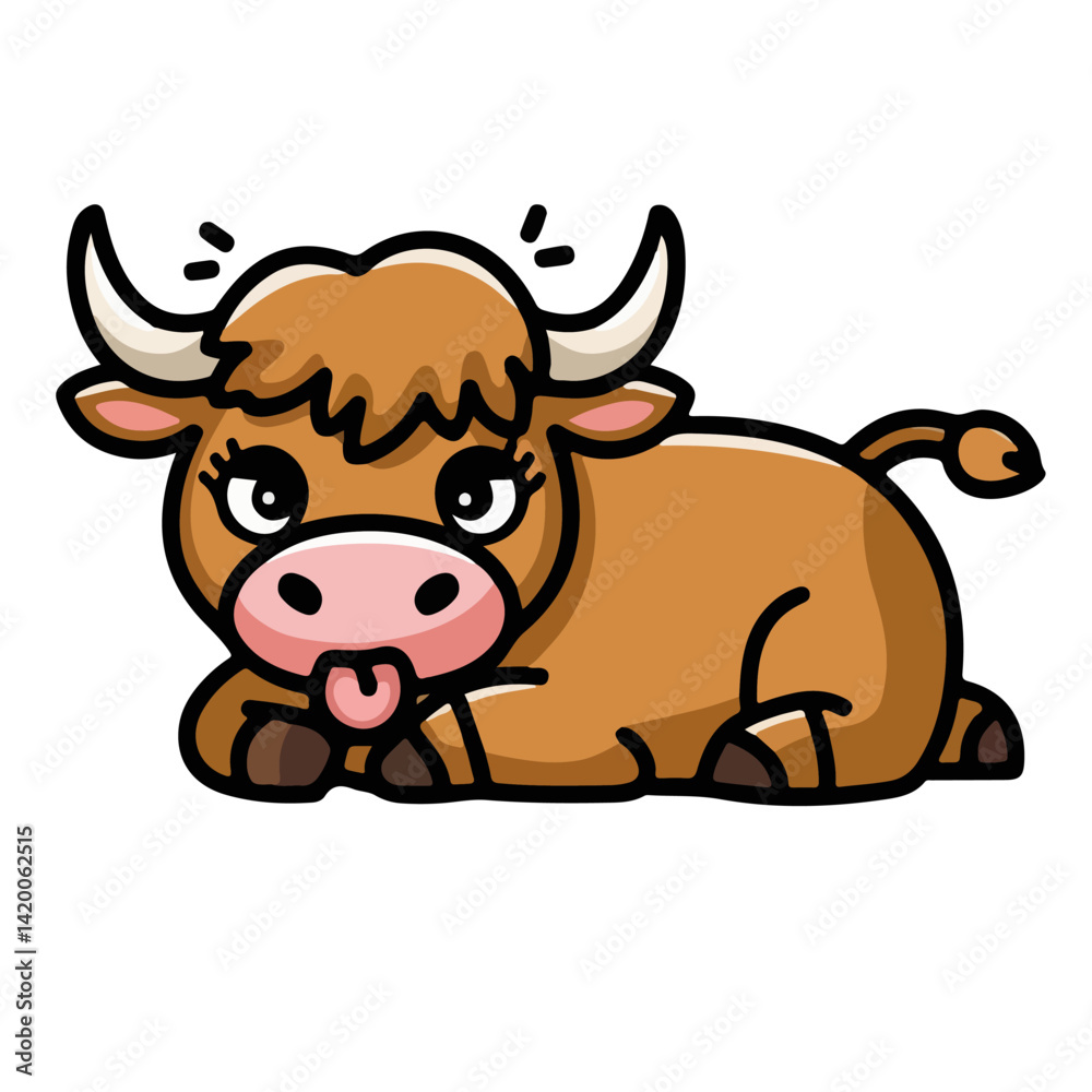 Cute highland cows funny vector white background
Cute highland cows funny vector white background