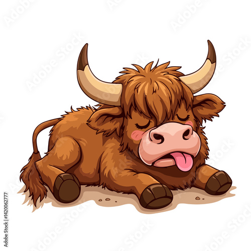 Cute highland cows funny vector white background
