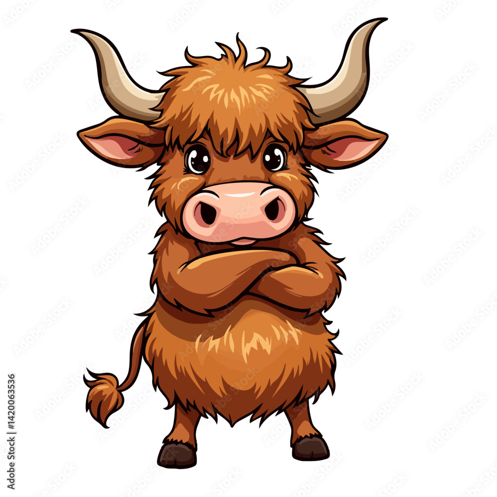 Cute highland cows funny vector white background
Cute highland cows funny vector white background