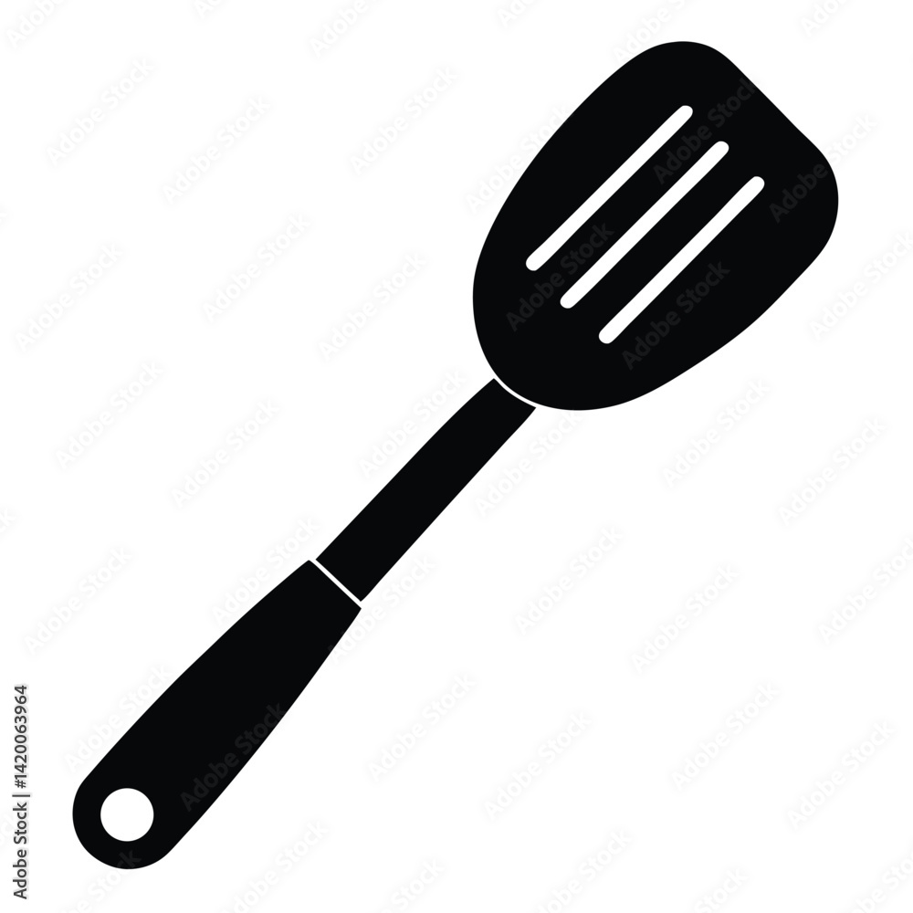 Isolated Black Vector silicone spatula WIith White Background Isolated Black Vector silicone spatula WIith White Background