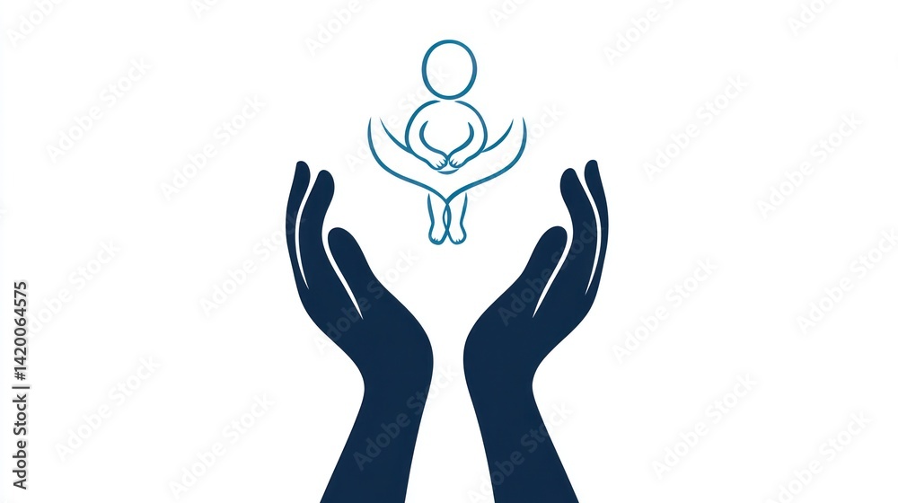 Obraz premium Hands Protecting Child Symbol