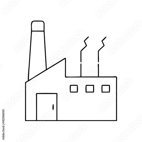 Industrial factory outline with smokestacks  
