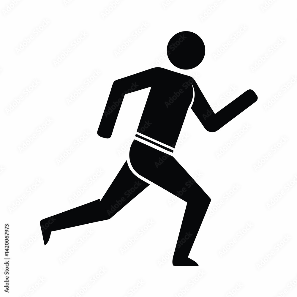 Running person icon vector silhouette illustration isolated on white background Running person icon vector silhouette illustration isolated on white background
