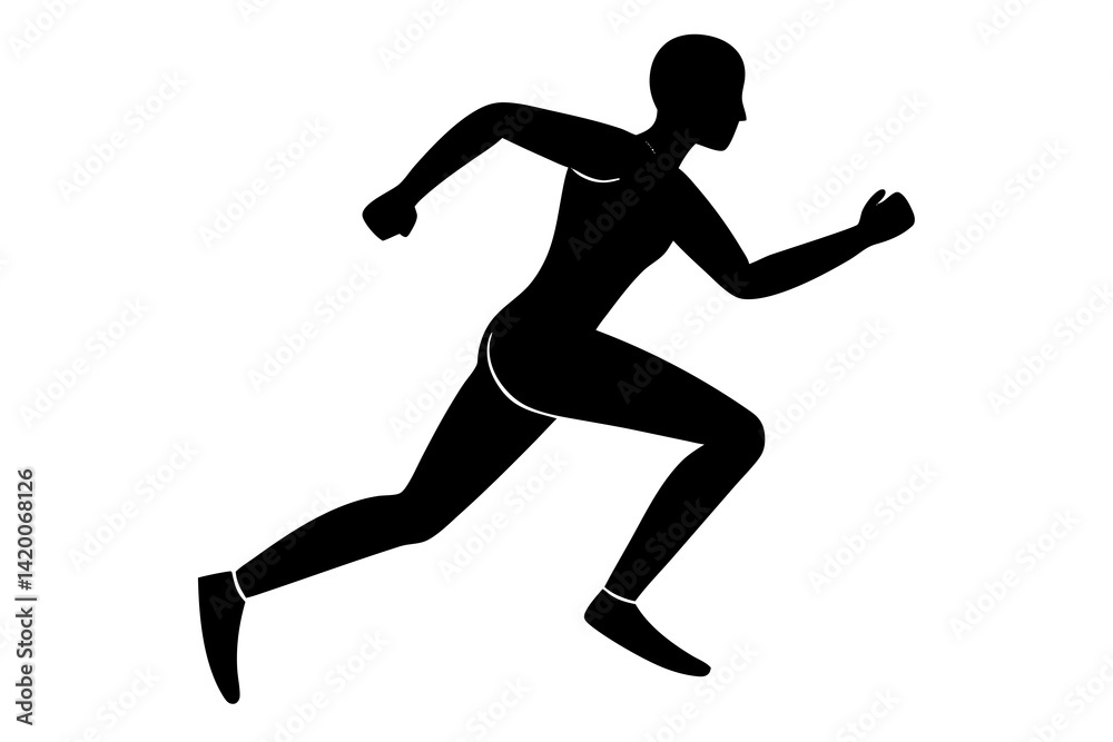 Running person vector silhouette illustration isolated on white background Running person vector silhouette illustration isolated on white background