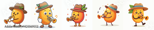 Photography cute mango vector playing trumpet