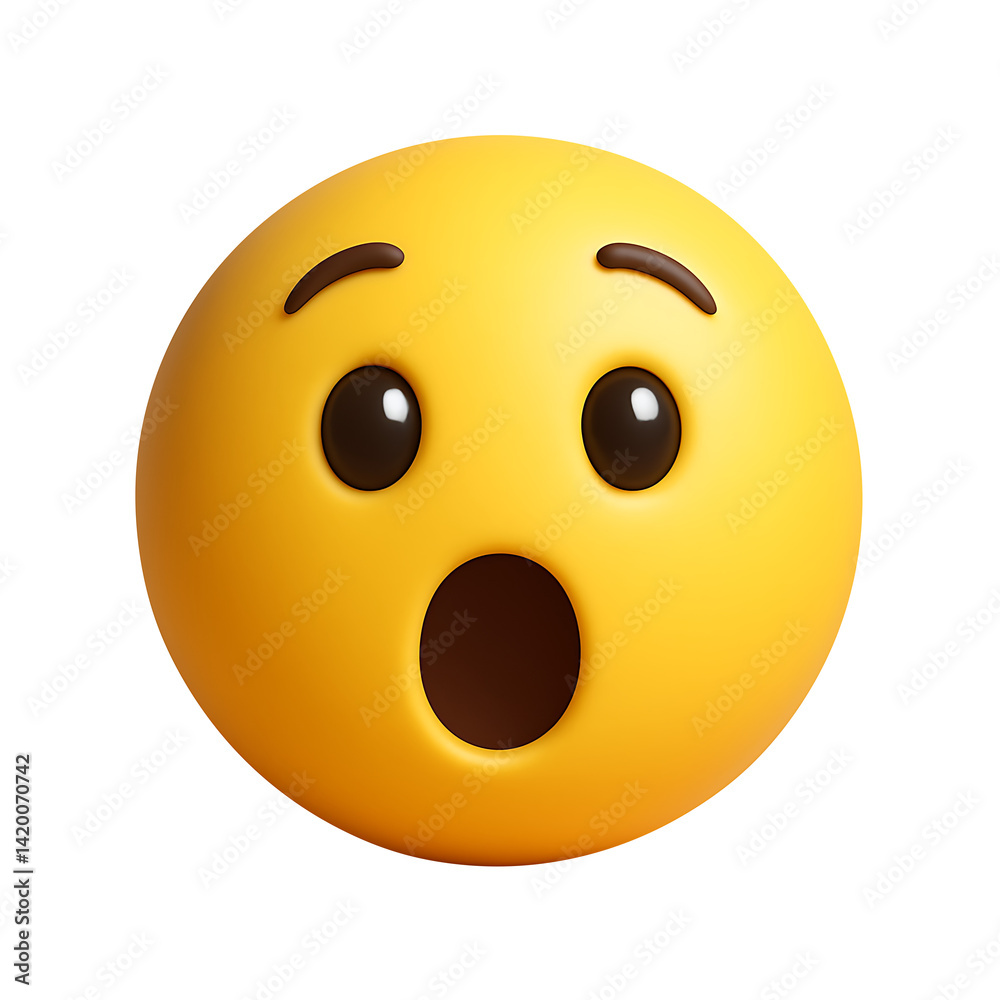Surprised Emoji Face Isolated on Transparent Background Surprised Emoji Face Isolated on Transparent Background