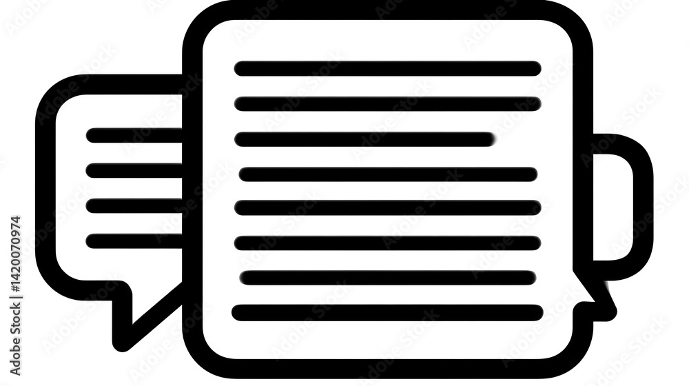 Dialogue and Information Exchange in Message Communication Black and White Icon Design Concept Dialogue and Information Exchange in Message Communication Black and White Icon Design Concept