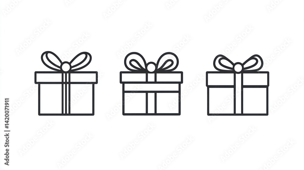 Gift box icons on white background Gift box icons on white background