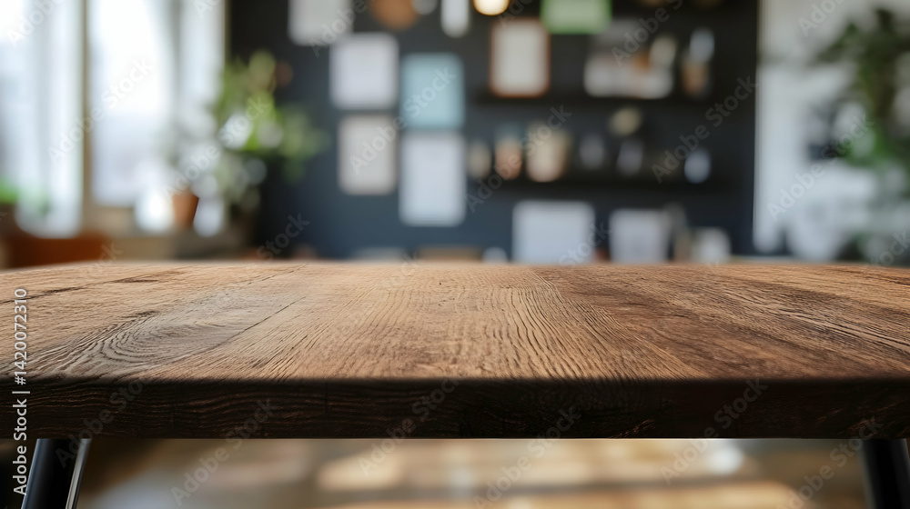 Cropped shot of a wooden table with copy space, blurred study room in the background. Cropped shot of a wooden table with copy space, blurred study room in the background.