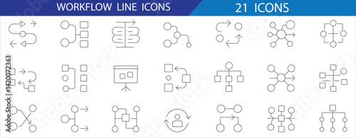 A cohesive, minimalist icon set featuring clean lines and consistent strokes, ideal for enhancing digital interfaces, presentations, and branding materials.​