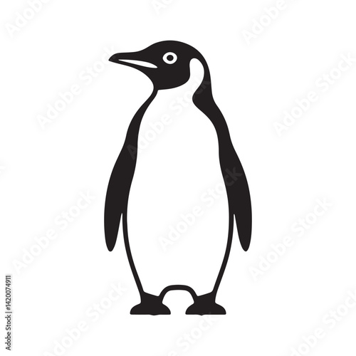 Black color penguin silhouette vector. Simple flat penguin icon. Vector illustration eps 10