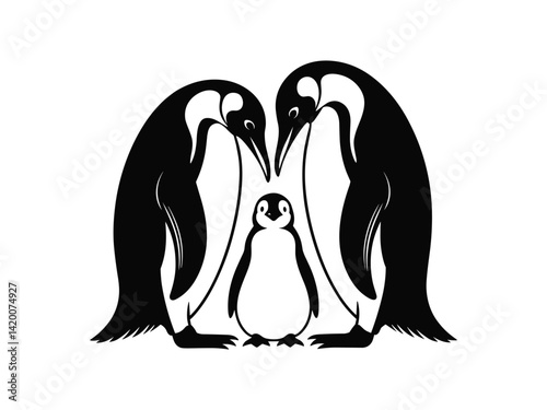 Penguin Family Love Cute Parent Baby silhouette