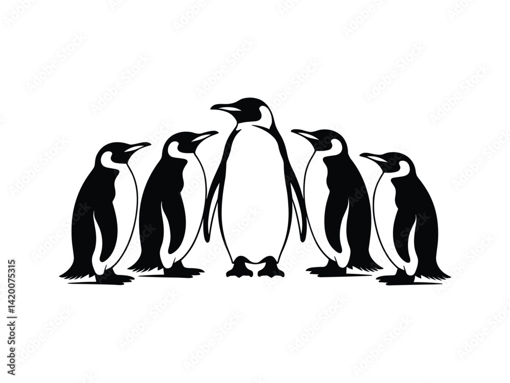 Obraz premium Penguin Family Love Cute Parent Baby silhouette
