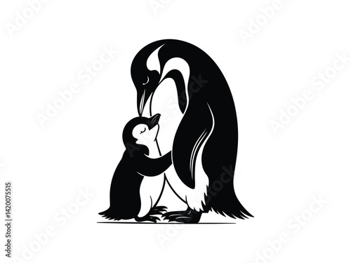 Penguin Family Love Cute Parent Baby silhouette