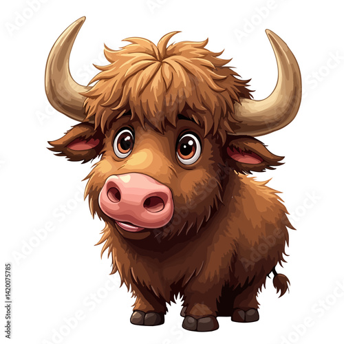 Cute highland cows funny vector white background
