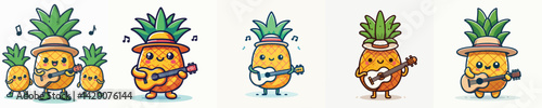 cute pineapple vector playing guitar