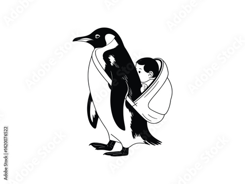 Penguin Family Love Cute Parent Baby silhouette