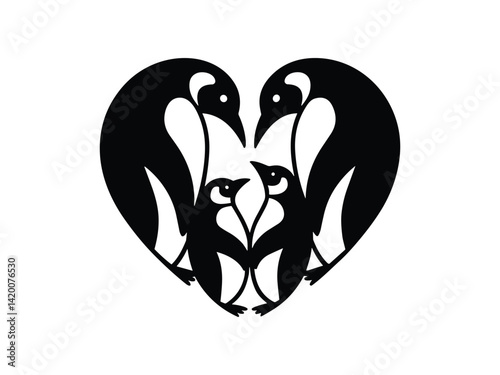 Penguin Family Love Cute Parent Baby silhouette