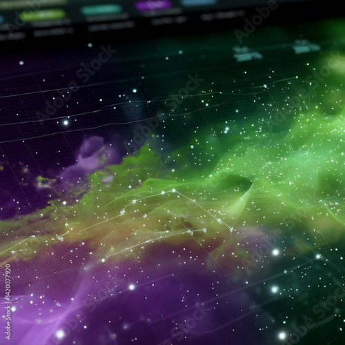 Digital Terrain Data Visualization with Color Gradients and Simulated Star Field Backdrop.