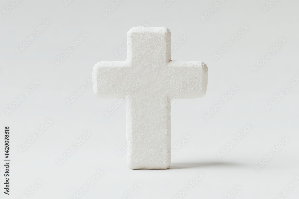Obraz premium Simple white cross on plain background