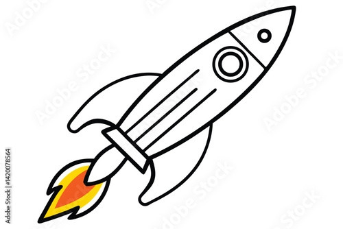Design a colorful vector illustration of a cartoon-style rocket ship launching into space