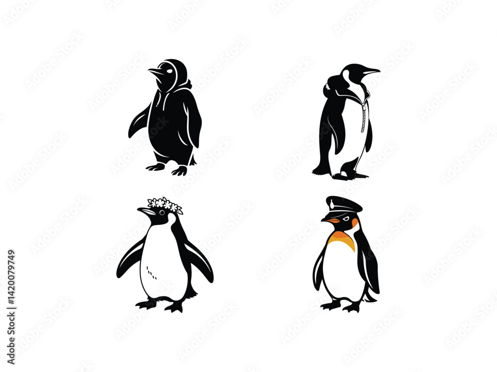 Obraz premium Casual Penguin Vacation Style Cute silhouette