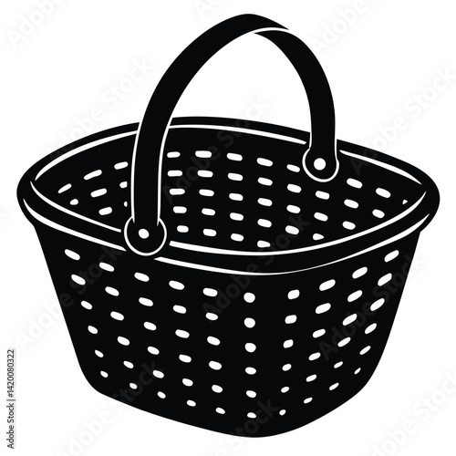 Isolated Black Vector steamer basket WIith White Background