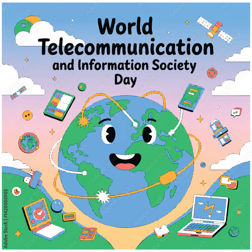 Obraz premium World Telecommunication and Information Society Day flyer 12.eps