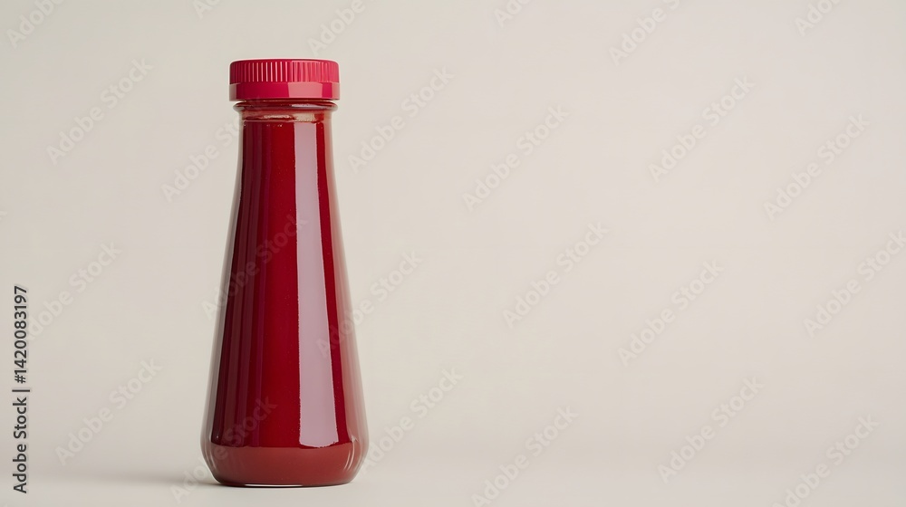 Obraz premium Red Sauce Bottle Product Mockup on Neutral Background
