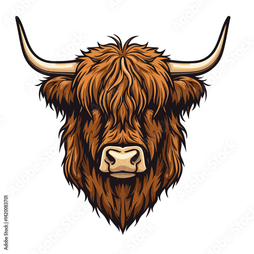 Cute highland cows funny vector white background
