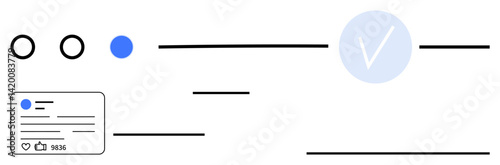 Verified badge next to user profile post with engagement details, comment, and thumbs up indicators. Ideal for credibility, trust, social presence, branding, marketing, identity audience growth