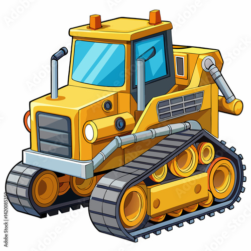 Bulldozer Tracked Wheels Isolated