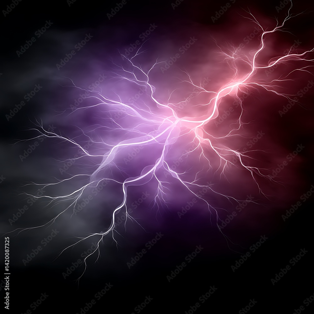 Dynamic Lightening Storm Illustration with Electric Lightning Bolts Over Dark Atmospheric Sky Scene. Dynamic Lightening Storm Illustration with Electric Lightning Bolts Over Dark Atmospheric Sky Scene.