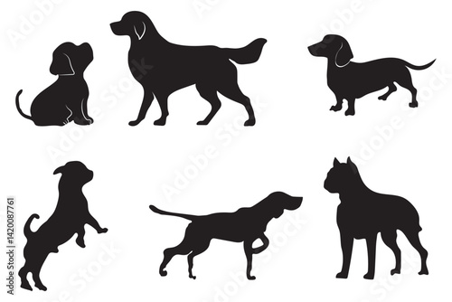 Dogs animal silhouettes set design. Symbol of pet and dog.