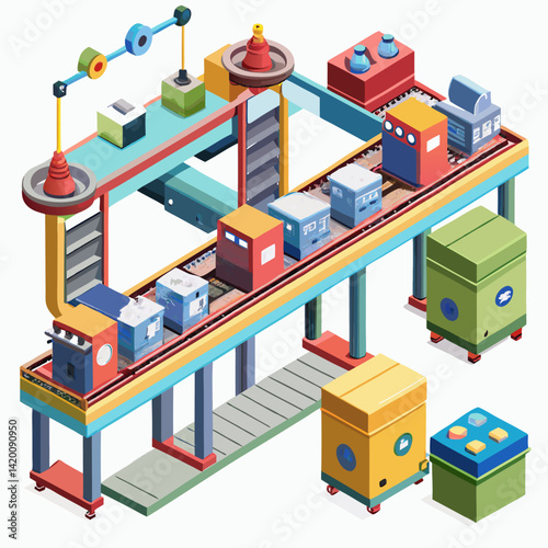 Assembly Line Conveyor Illustration
