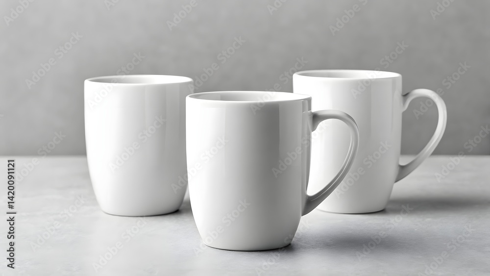 Fototapeta premium white-mug-mockup-isolated-on-grey-background