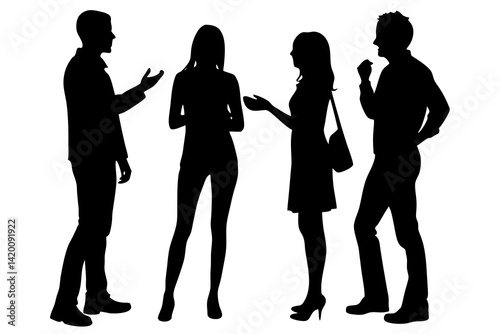 Group of Friends talking vector silhouette illustration isolated on white background
