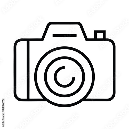 Camera Icon with Transparent Background in Line Art Style