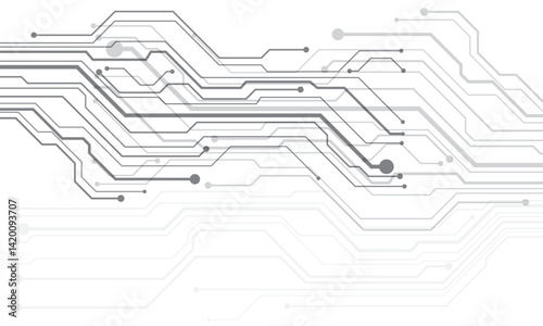 Abstract technology Black lines circuit cyber pattern on white background vector