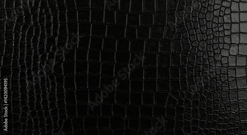 Alligator skin texture in dark black color background pattern