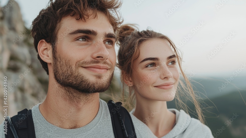 Couple on Mountaintop Smiles Couple on Mountaintop Smiles
