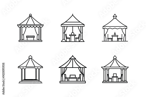 gazebo furniture icon line art vector illustration