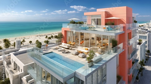 Luxurious beachfront property features stunning ocean view and modern design in sunny coastal location