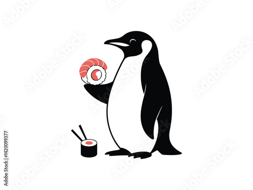Penguin Sushi Cute Food Japan Eat silhouette