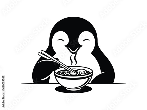 Penguin Noodles Cute Food Eat Happy
