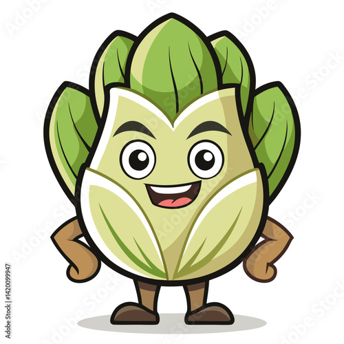  Bok Choy Vegetable Character Watching Movie Art