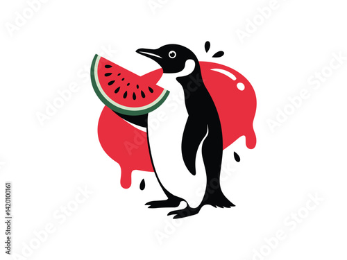 Penguin Watermelon Splash Cute Summer
